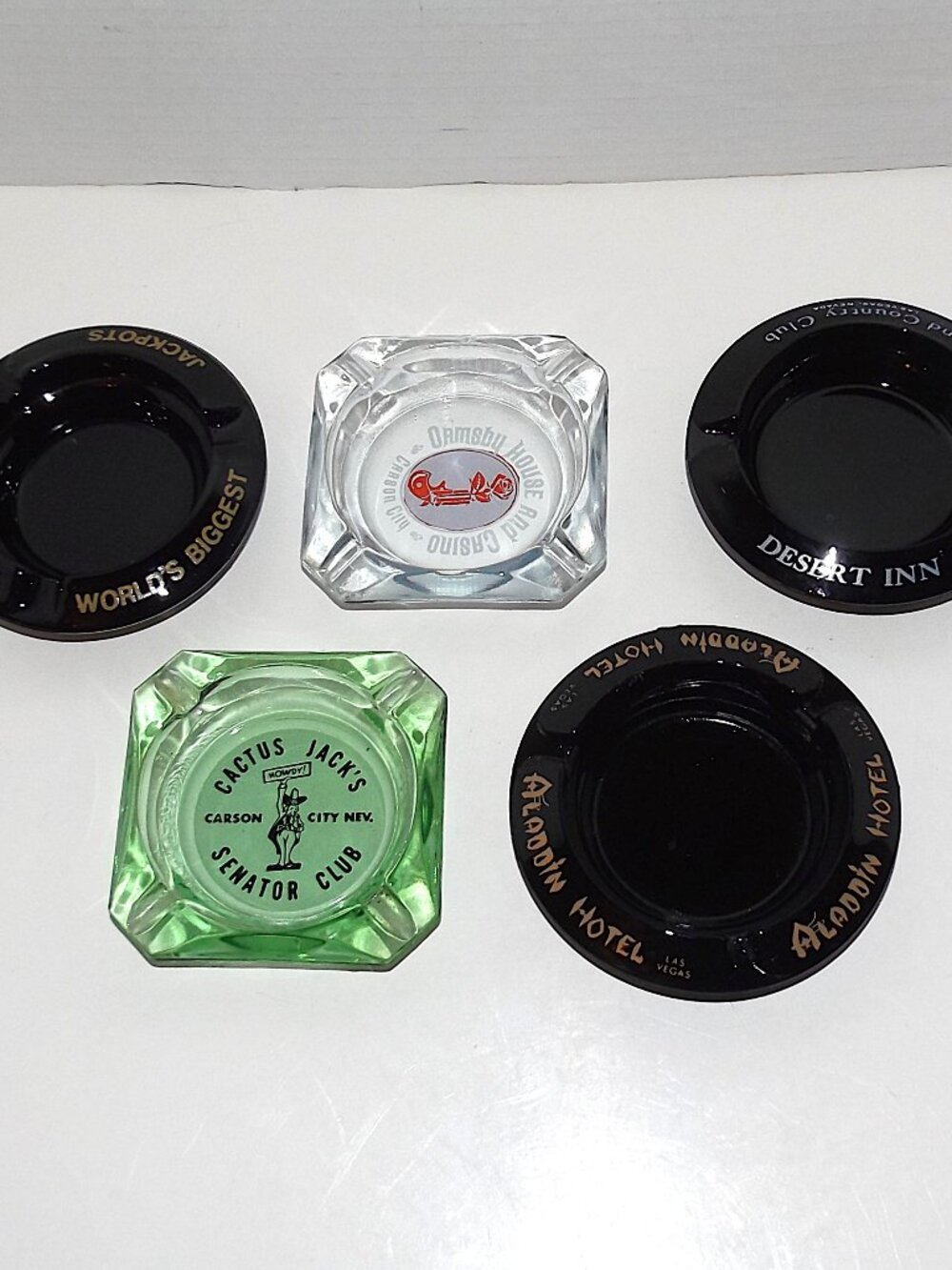 Collection of 5 Vintage Glass Nevada Casino Ashtrays – 4 Defunct Casinos